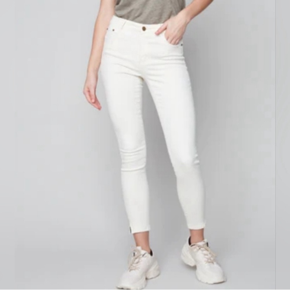 Charlie B 5 Pocket Zip Hem Colored Twill Ankle Jeans